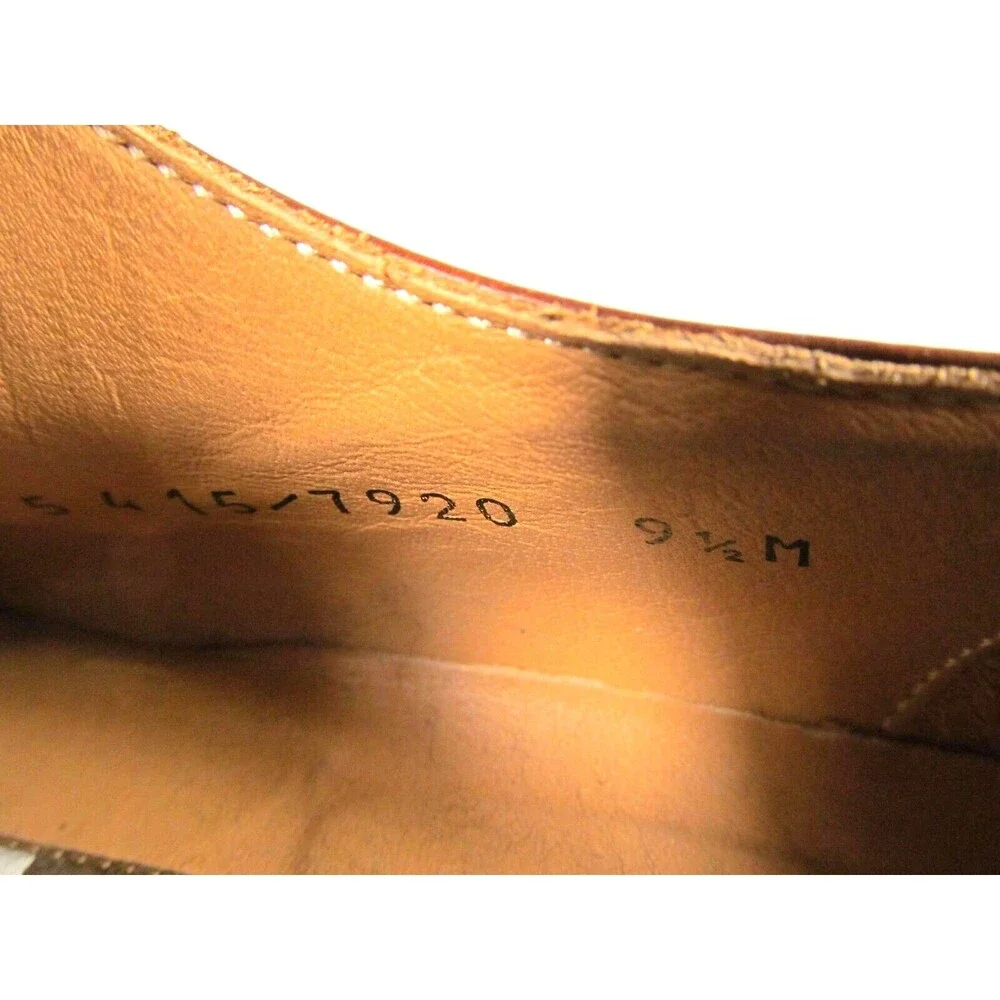 Johnston & Murphy Brown Leather Fancy Bike Toe Oxfords Mens Size US 9.5 M